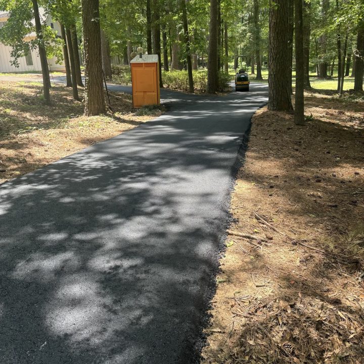 Newly paved asphalt road in Palestine Texas